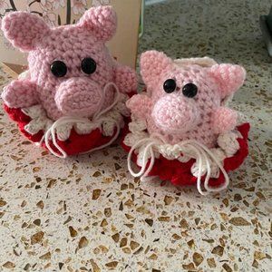 Handmade crochet Pig in a blanket SET